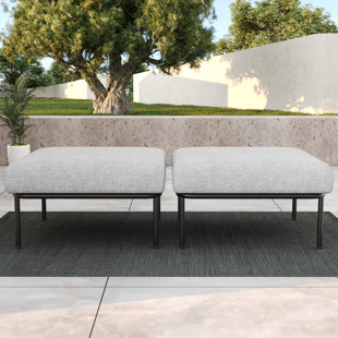 Layinsun Outdoor Patio Ottoman With Cushions (set Of 2)