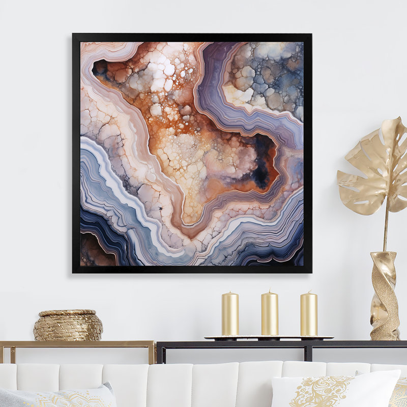 Stone Geode Scenery Minimalisme II, reproduction d'art sur toile, H 36 po x l 36 po x P 1,5 po, Cadre simple noir
