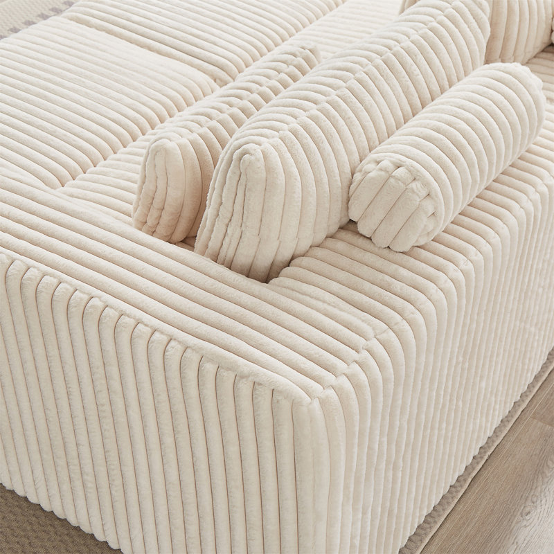 Canapé modulaire surdimensionné de 87 po, sans assemblage requis, Velours côtelé beige 1
