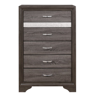 Modern Chest of Drawers with Hidden Jewelry Compartment and Crystal Pulls