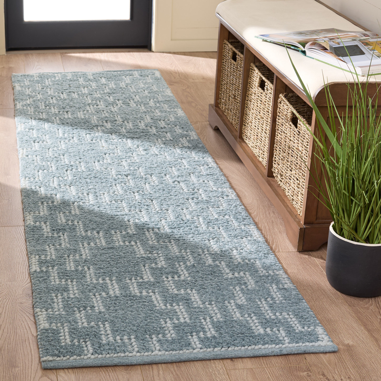 Hand-Woven Geometric Outdoor Rug, 2'-3" X 8'-0" Runner