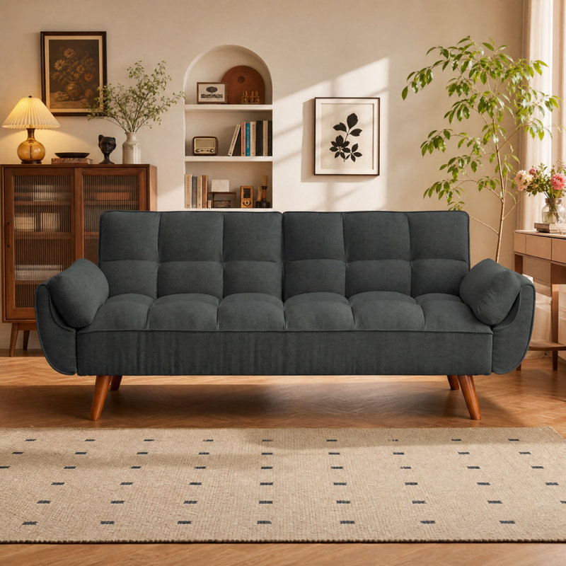 Linen-Upholstered Folding Sofa, Adjustable Recliner-Style Sofa Bed, Suitable For Living Rooms, Apartments, Or Offices
