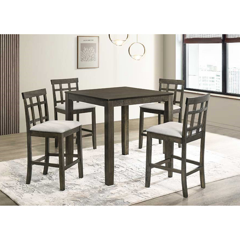 Chaises de salle à manger à hauteur de comptoir Cool Grey avec sièges rembourrés et dossier à lattes - 2 pièces pour la maison