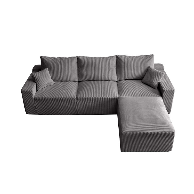 L-Shaped Sectional Sofa with Full-Compression Technology, No Assembly Required, Modular Design and Ultra-Soft Seats for Living Room Comfort