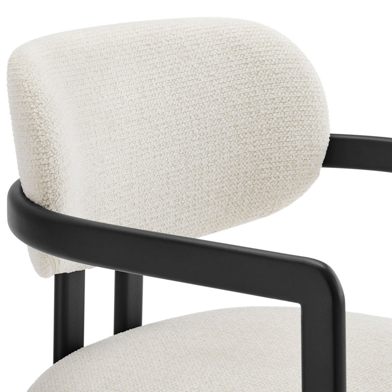 Elio Barrel Fabric And Metal Dining Chair, Cream