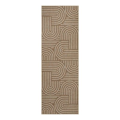Modern Runner Rug for Hallway 2x6 Striped Easy Jute Rug with Non-Slip Backing, Washable Geometric Stain-Resistant Kitchen Runner