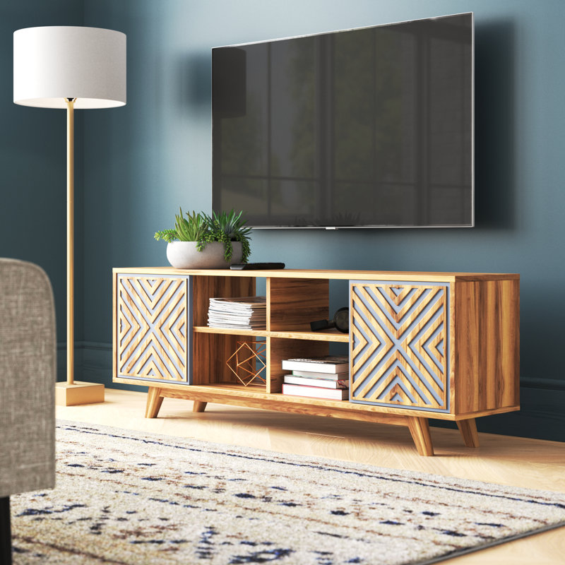 Abasi Unfinished Entertainment Centre for TVs up to 60", Walnut/Blue