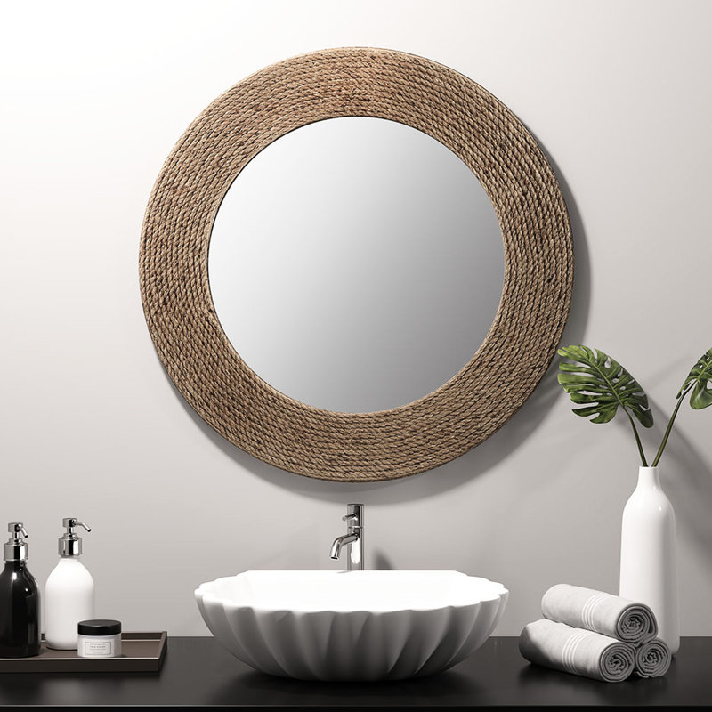 Miroir mural 26 po avec corde en jute naturelle