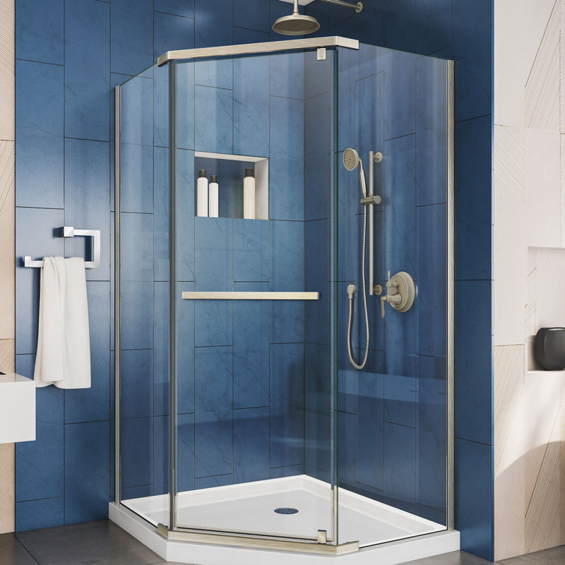 Cabine de douche à pivot néo-angle 42 "x 74,75" DreamLine Prism, blanc, Nickel brossé
