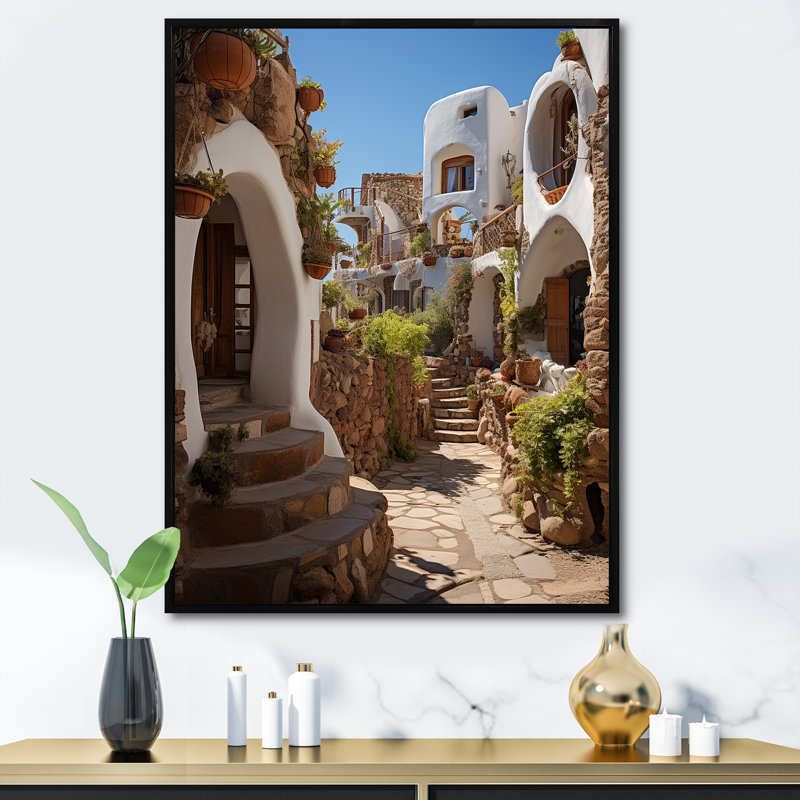 Espagne Espagne Village II - impression, H 20 po x l 12 po x P 1 po, Cadre flottant noir