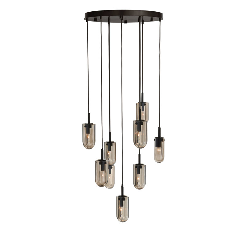 Javier Multi-Port Chandelier, Smoke, English Bronze, 5 Lights