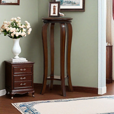 Support pour plante et rangement double couche en bois massif