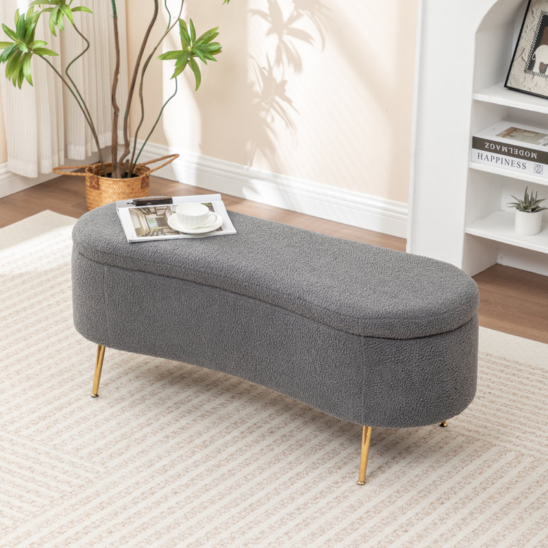 Banc de rangement rembourré Kaybree, Gris