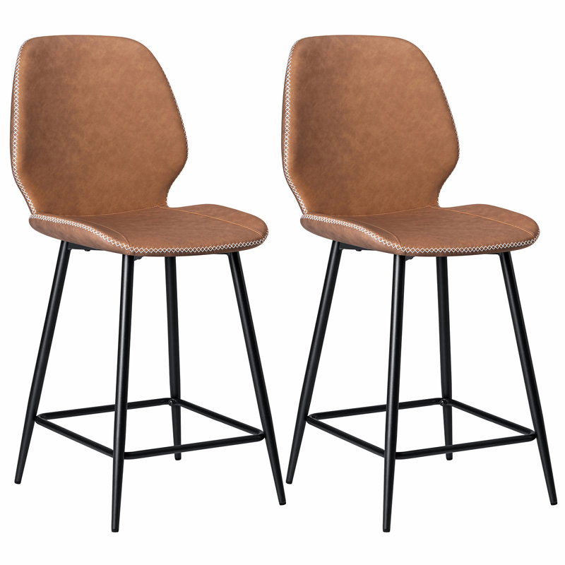 Upholstered Counter Stool With Metal Frame, Counter Stool (24” Seat Height), 2