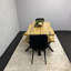 Wooden Brown Dining Table with Bench and 2 Velvet Chairs Dining Room Furniture