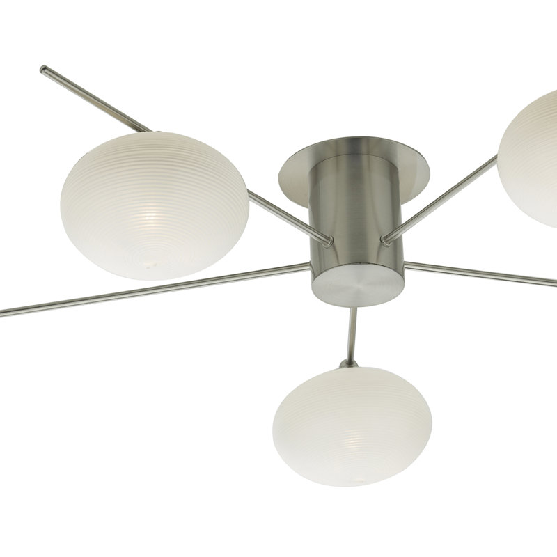 Kendra Glass Semi Flush Mount, Satin Nickel
