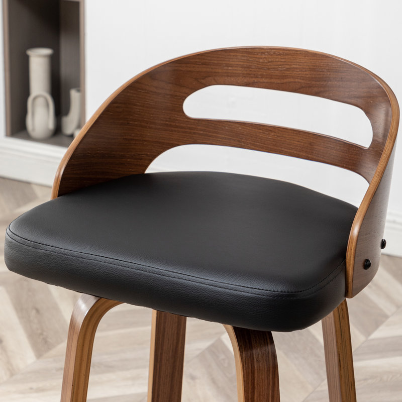 Ensemble de 4 tabourets de comptoir pivotants rembourrés Mahtab, Noir, Tabouret de comptoir (siège d'une hauteur de 25,1