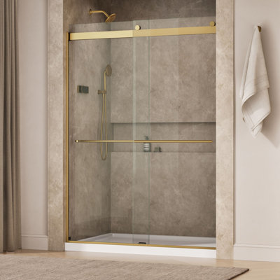 Levity Plus Less Sliding Shower Door, 81-5/8" H x 56-5/8 - 59-5/8" W, With 3/8" Thick Crystal Clear Glass