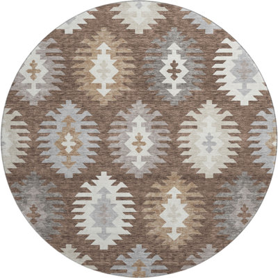 Premium Machine Washable Prisco Brown Rug