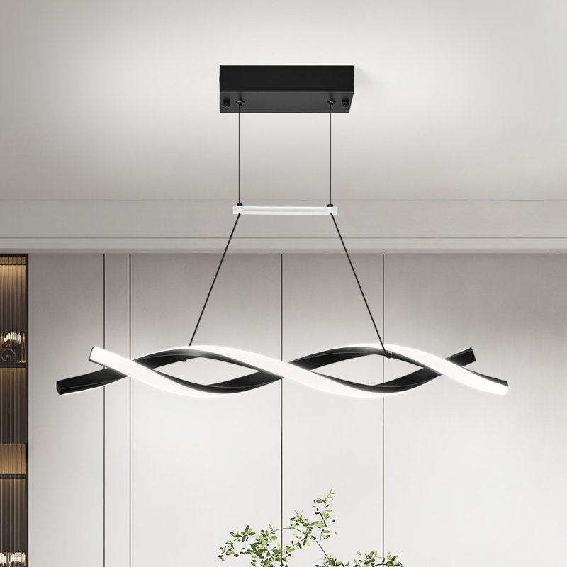 Modern Wave Shape Chandelier Height Adjustable Pendant Light LED Pendant Lighting for Living Room Kitchen Island Bedroom