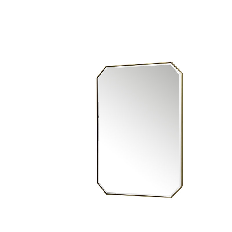 Rohe Flat Metal Beveled Wall Mirror, 40" x 30", Champagne Brass