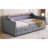 Daybed With 2 Storage Drawers And 2-Tier Shelf & /USB/Type-C Port, Modern Linen Upholstered Sofa Day Bed Frame With  Smart LED Light