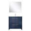 Ensemble de meuble-lavabo bleu marine l 36 po x P 20 po, comptoir en quartz blanc, robinet chromé et miroir 28 po-1827677579