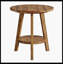 Table de bout ronde en bois massif, table d'appoint de style campagnard avec tablette de rangement