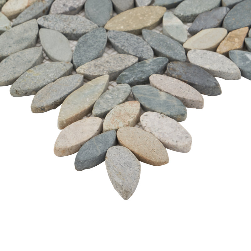 Picturesque Flower 11.81 in. x 11.81 in. Natural Stone Floor and Wall Mosaic Tile (0.97 Sq. Ft. / Each), Dark Blend