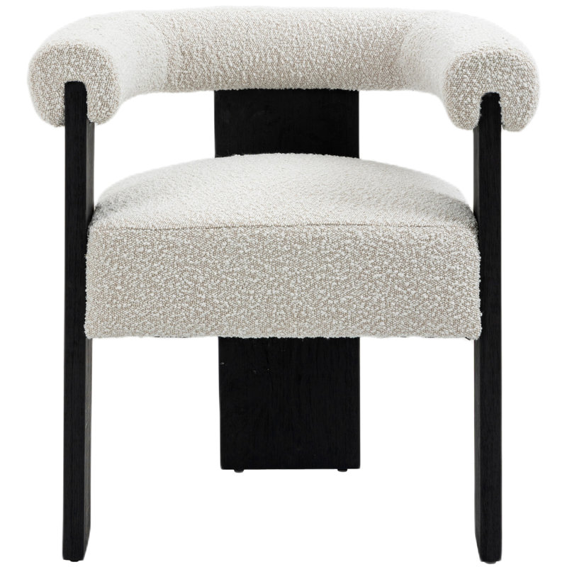 19.6'' H Upholstered Armchair, Black, Cream Boucle Fabric