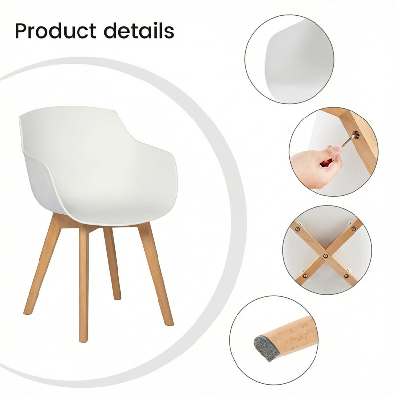Neve Solid Wood Dining Chair, 4, White
