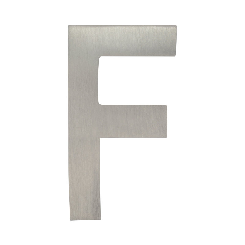 Numéro de maison à fixation affleurante, Nickel satiné, F, 4 pouces