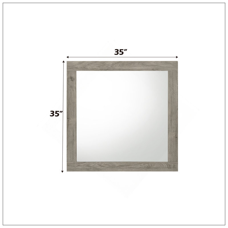 Miroir à finition rustique Avantika, design moderne et minimaliste pour une décoration polyvalente, Gris clair