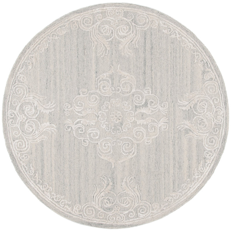 Spandrel Hand Tufted Wool Viscose Cotton with Latex Oriental Rug in Gray, Round 6'