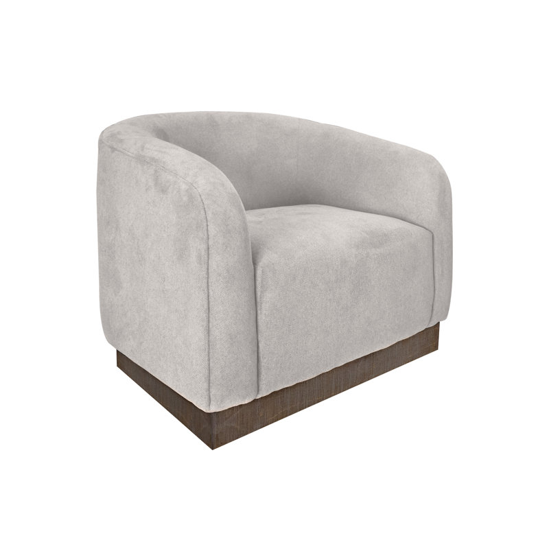 Bedfordshire Wooden Frame & Base, Armchair, Beige Polyester