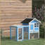 Cage à lapin en bois 48 po avec toit en asphalte imperméable PawHut, course extérieure amusante, plateau et rampe amovibles, bleu clair-1235505156