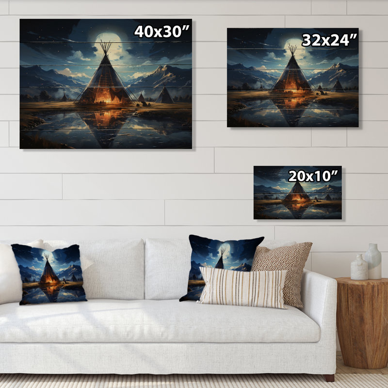 Native Tipi Luminous Gateway To The Spirit II sur impression sur bois, H 24 po x l 32 po x P 0,78 po