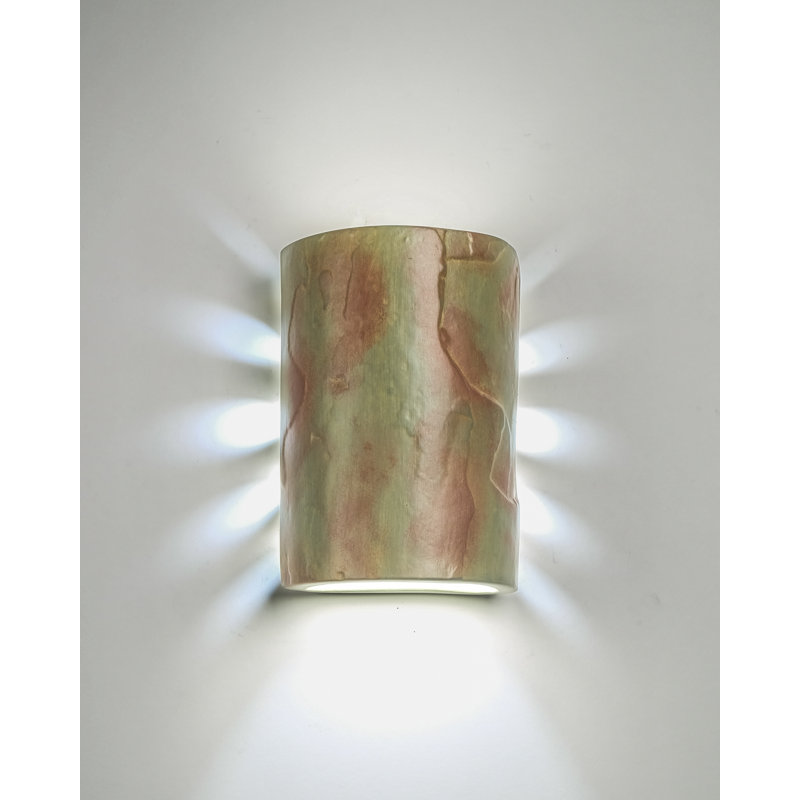Donnice Flush Mount Ceramic Outdoor Wall Lights, LED Bulb Included, 10" H x 7" W x 4.5" D, Yellow Slate