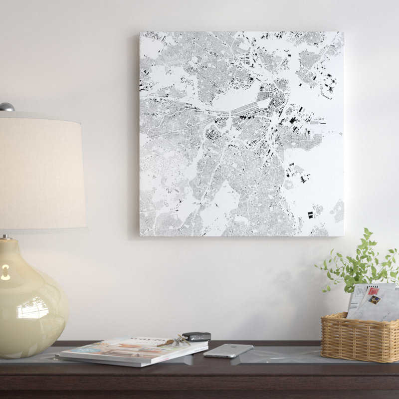 «Boston» par Urbancam - impression sur toile tendue, H 26 po x l 26 po x P 1,5 po, Toile avec cadre noir, Pas de tapis