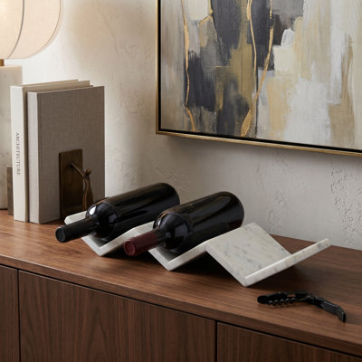 Decorative Wine Bottle Storage - Tabletop Compact Wine Bottle Holder Storage Display - Modern Durable Bottle Rack Accessory -17"
