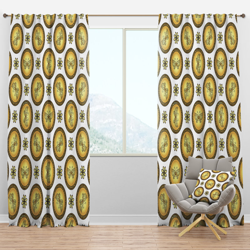 Panneau de rideau simple semi-diaphane avec passe-tringle Mid-Century, l 52 po x L 120 po