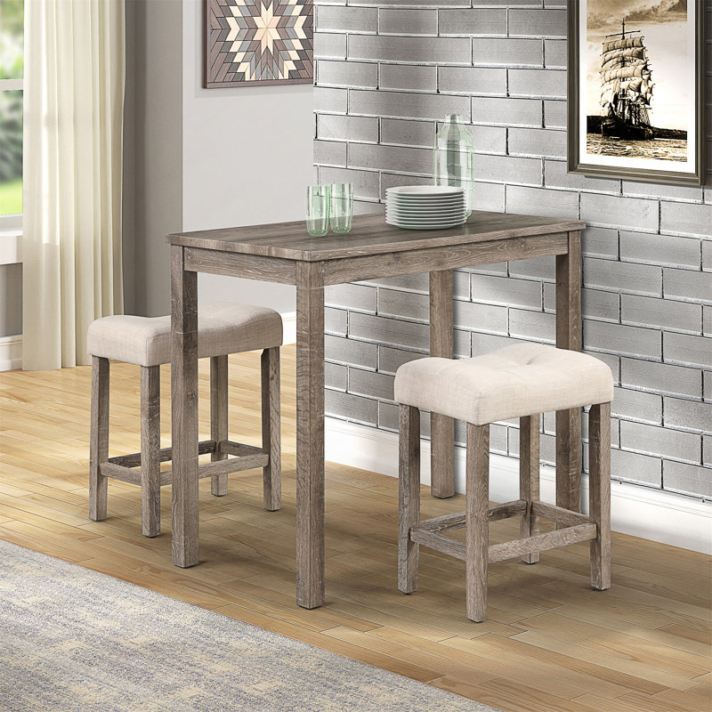 Ensemble de table de salle à manger 3 pièces, Taupe, Beige