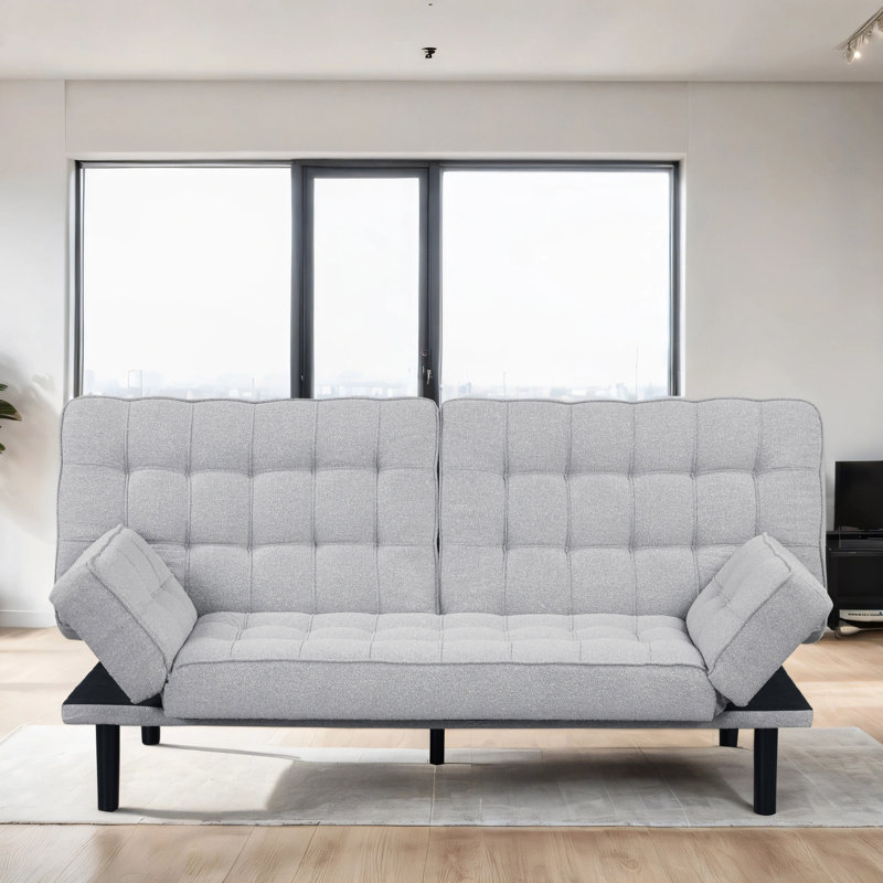 Badden Futon Sofa, Light Gray Fabric