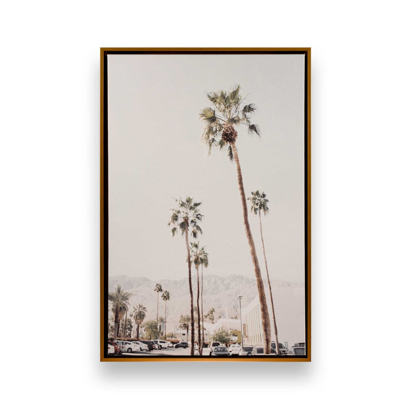 «Towering Palms», reproduction sur toile, H 12,75 po x l 8,75 po x P 1,75 po, Cadre flottant or poli