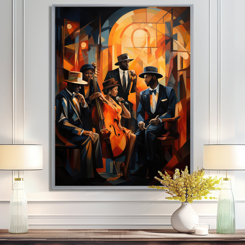 Reproduction d'art sur toile Hundson Jazz Harlem Renaissance V - African American, H 20 po x l 12 po, Argent argent