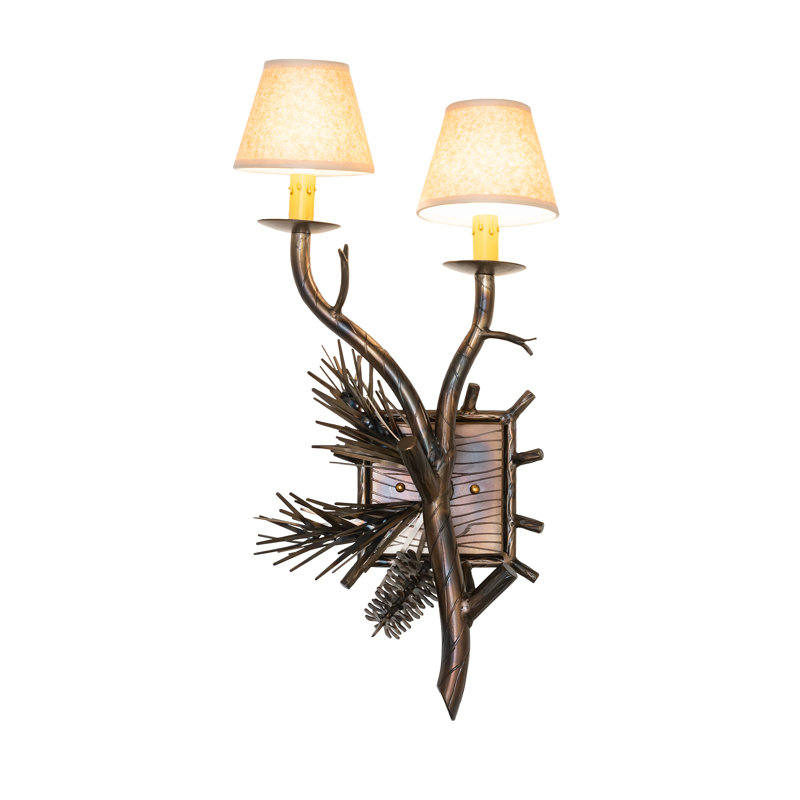 12" Wide 2 Light Left Wall Sconce