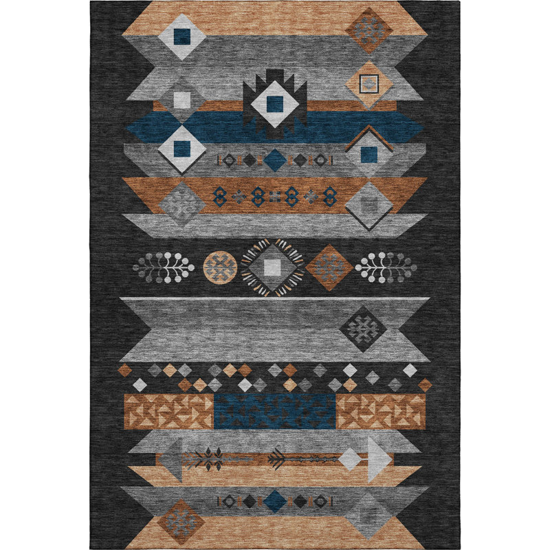 Tapis de qualité supérieure Mayfield AMF2499 Global, Noir, 3 pi x 5 pi
