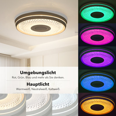 RGB LED ceiling lamp dimmable with Bluetooth APP remote control music speaker