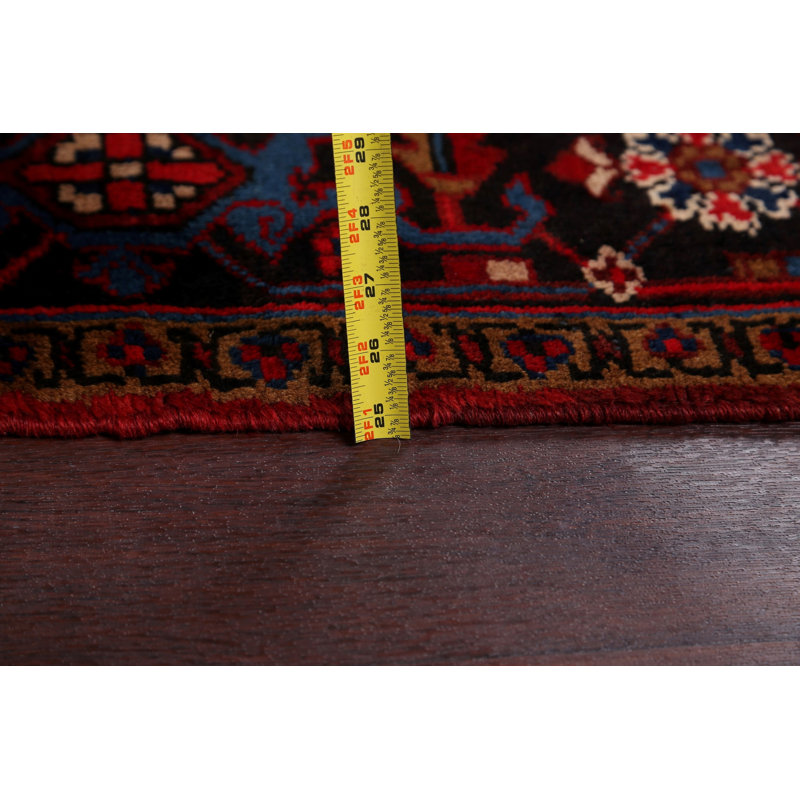 Tapis rouge unique en laine noué à la main Heriz des années 1970 de 8 pi 9 po x 11 pi 4 po