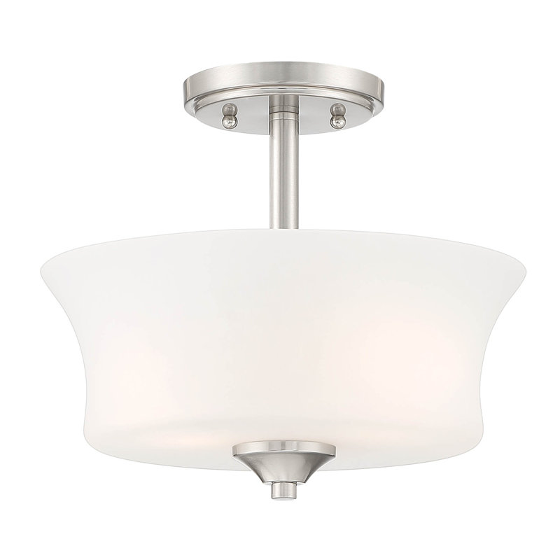 Plafonnier semi-encastré 2 lumières 12 po Jamnis, Nickel brossé